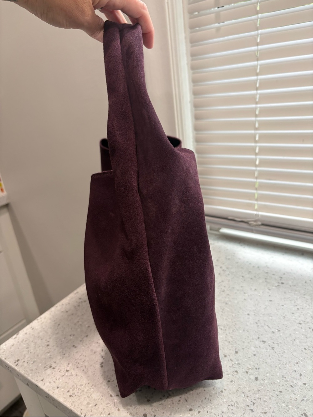 NWT Geniune Leather Suede Slouch Hobo Shoulder Bag in Deep Plum - Picture 8 of 12